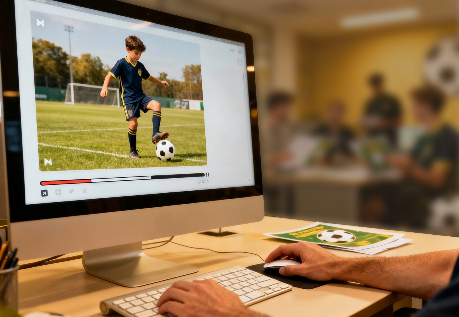 Especialista avaliando vídeo