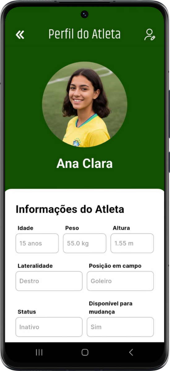 Screenshot do Perfil do Atleta